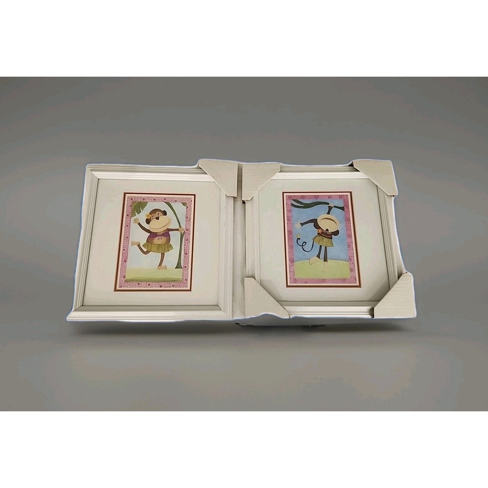New Lot 2 "Monkey Around" Prints Matted & Framed Child's Room Art Whimsical NIB